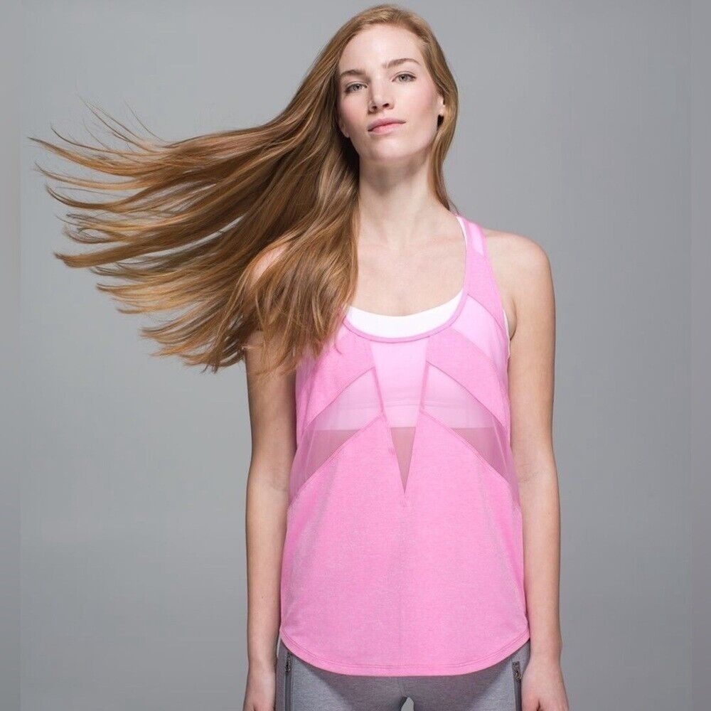Lululemon If Youre Lucky Tank Heathered Vintage Pink Raspberry Glo Light size 6‎